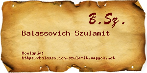 Balassovich Szulamit névjegykártya